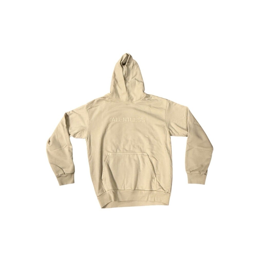 Talentless Circle Logo‎ Embroidered Hoodie Bone Cream Men's Size Lg Heavyweight